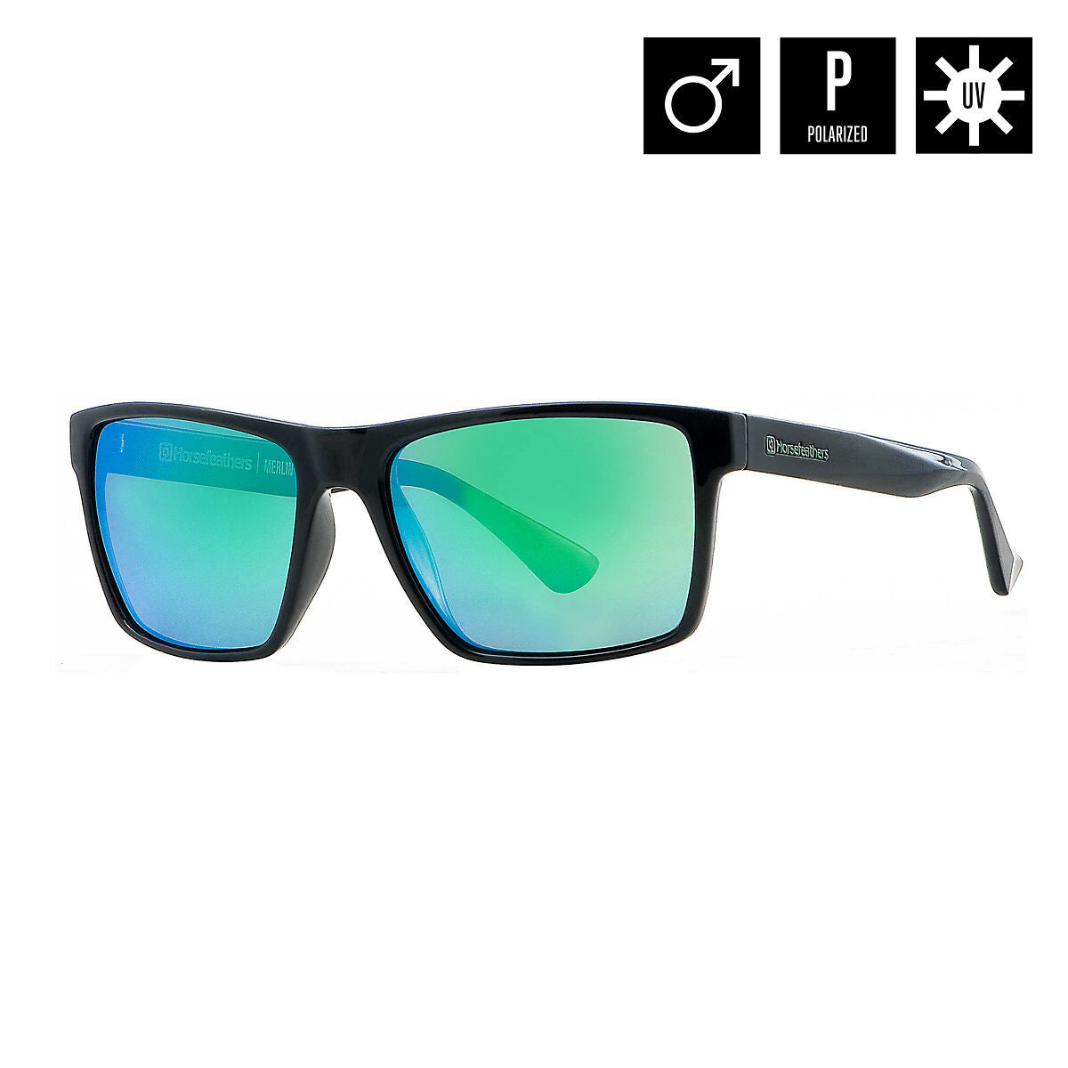 Merlin sunglasses - gloss black/mirror green