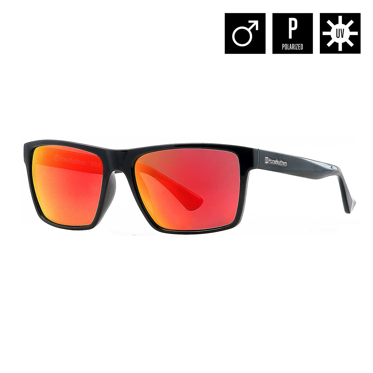 Merlin sunglasses - gloss black/mirror red