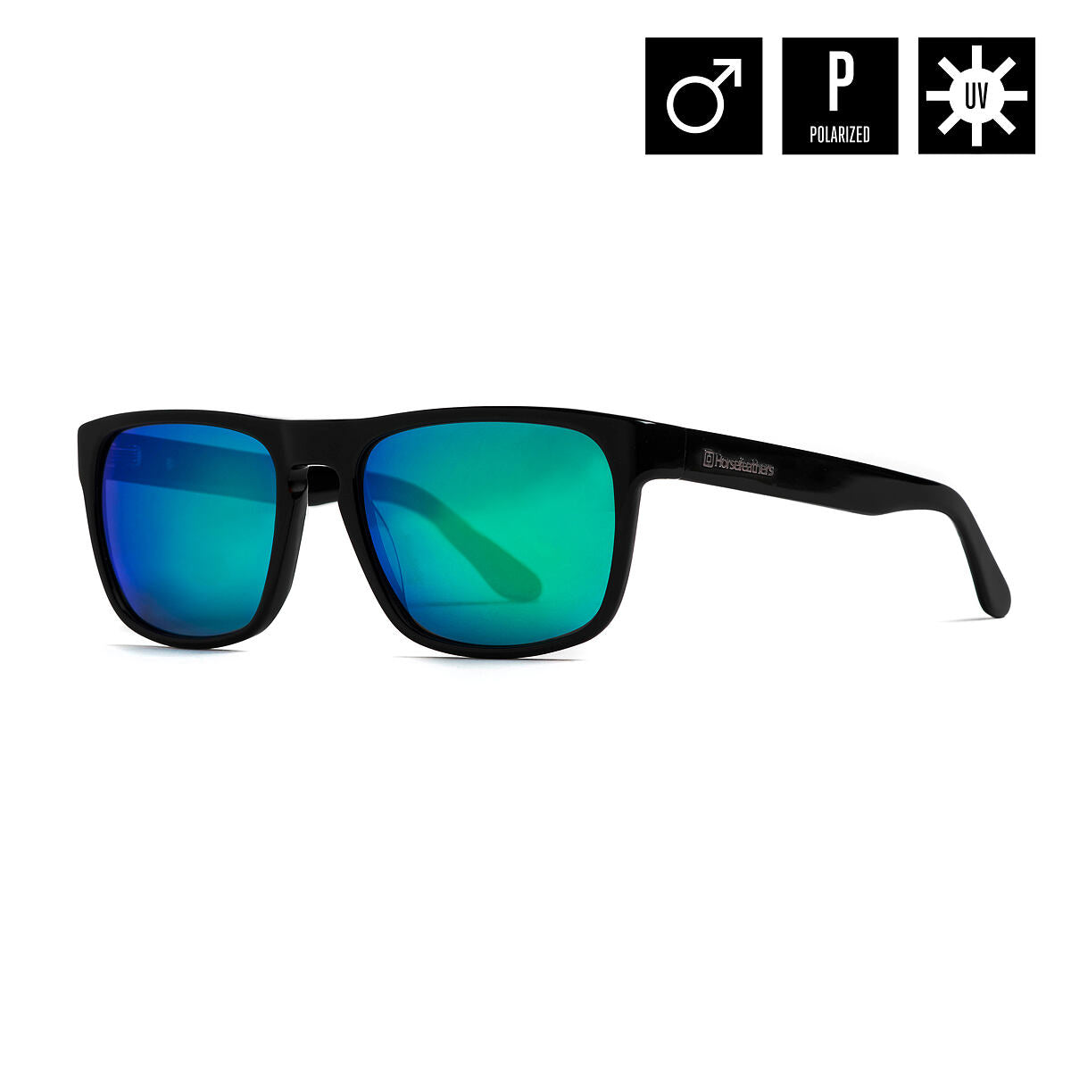 Keaton sunglasses - gloss black/mirror green