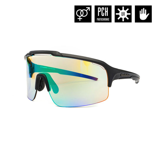 Recoil Photochromic bike sunglasses - matt black/mirror green