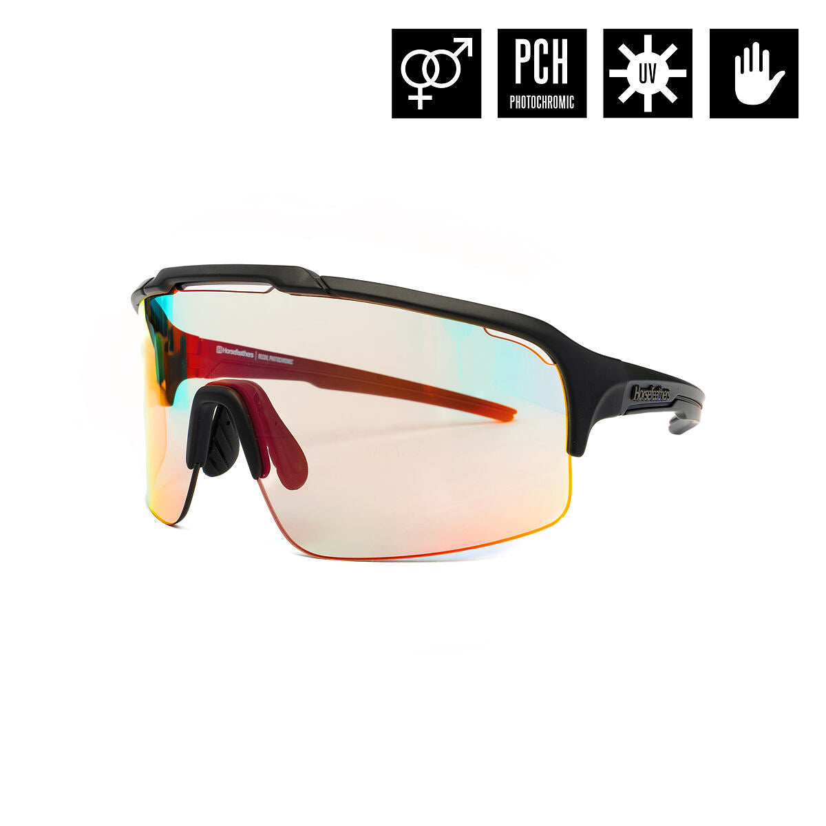 Recoil Photochromic bike sunglasses - matt black/mirror red