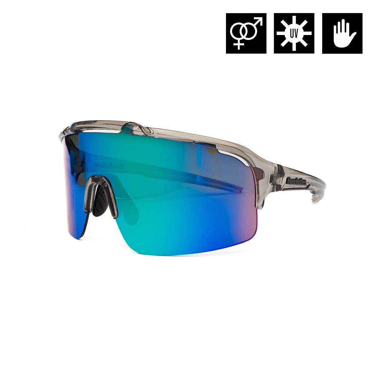 Recoil bike sunglasses - transparent gray/mirror green